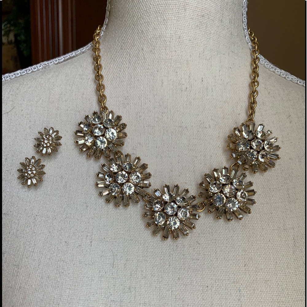 J. Crew gold and crystal statement set